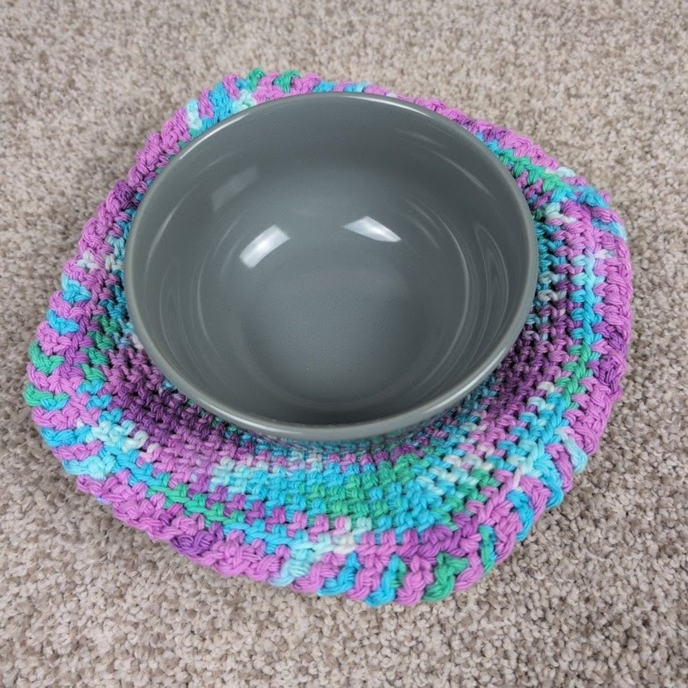 Handmade Crochet Bowl Cozy Mug‎ Mat Purple Teal Green Lavender Pot Holder